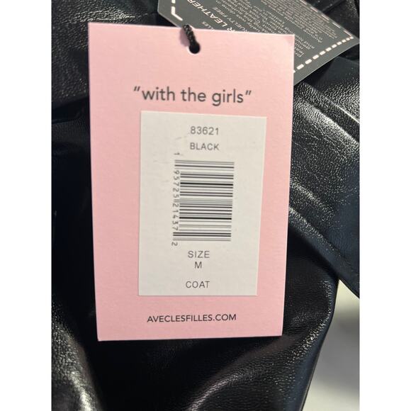 Chic "Avec Les Filles" Faux-Leather Trench Coat in Black - Picture 6 of 7